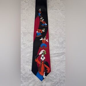 Mickey Unlimited Vintage Goofy‎ Cartoon Novelty Tie Red Black New